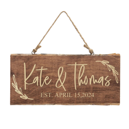 Personalised Text Rectangle Hanging Ornament Custom 2 Names Wooden Sign Home Decor Gifts for Couple-Jessemade AU