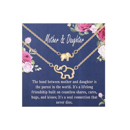 Mother Daughter Elephant Necklaces Set Matching Necklaces Birthday Gift for Women Girls