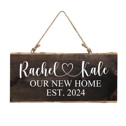 Personalised 2 Names Rectangle Hanging Ornament Custom Text & Date Wooden Sign Home Decor Gifts for Couple-Jessemade AU