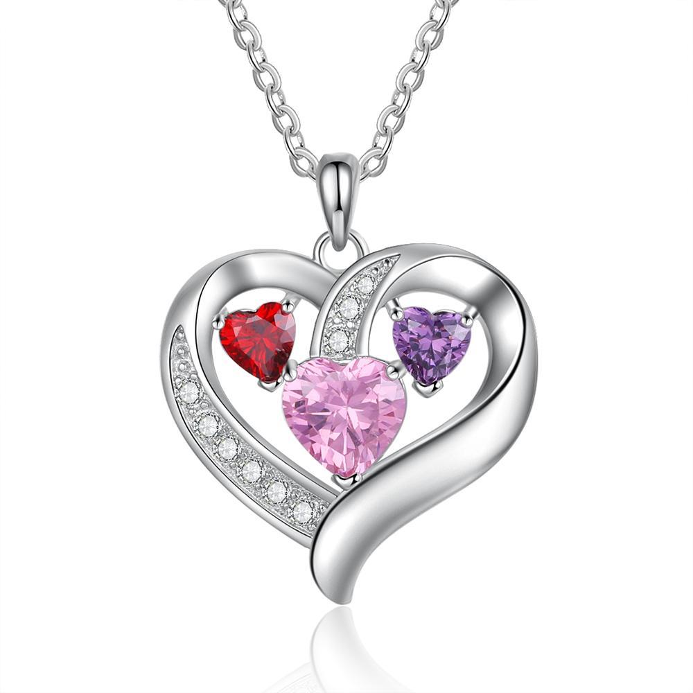 Heart Necklace Custom 3 Names 3 Birthstones Birthday Gifts for Her-Jessemade AU