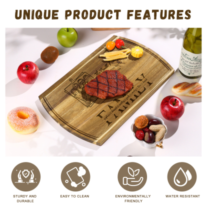 Personalised Family Cutting Board Custom 1 Photo & 2 Texts & 7 Names Cutting Board Creative Gifts-Jessemade AU