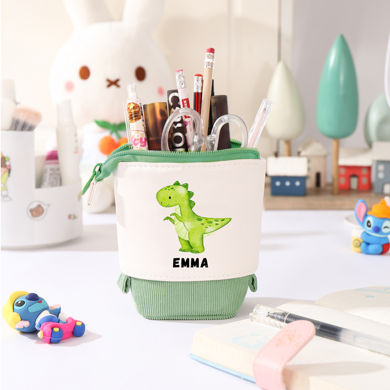 Personalised Date & Name & Dinosaur Pattern Gift Set Custom Enamel Mug & Pencil Case & Bracelets Gift Set Back-to-School Gifts for Kids