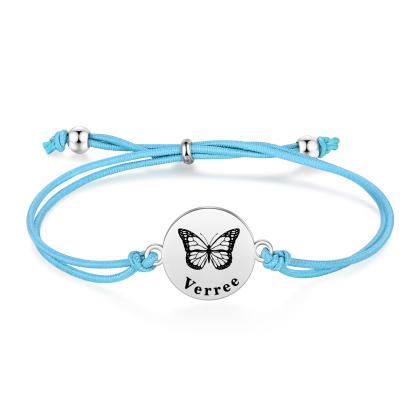 2 Pcs Bracelet Set Custom Names Butterfly Bracelets Back To School Gift for Daughter Granddaughter-Jessemade AU