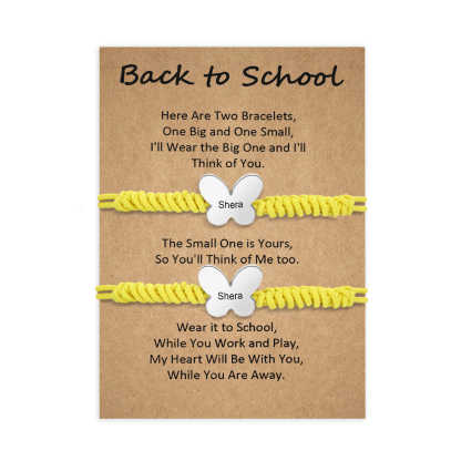 2 Pcs Butterfly Bracelet Set Custom 2 Names Adjustable Bracelets Back to School Gift for Daughter Granddaughter-Jessemade AU