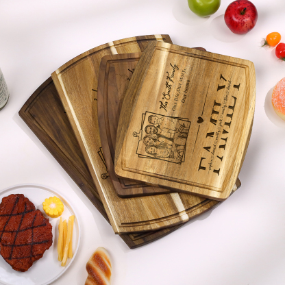 Personalised Family Cutting Board Custom 1 Photo & 2 Texts & 7 Names Cutting Board Creative Gifts-Jessemade AU