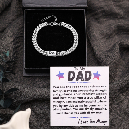 Personalised Cuban Chain Bracelet, Custom Text & 1 Name Engraved Gift for Men | Jessemade