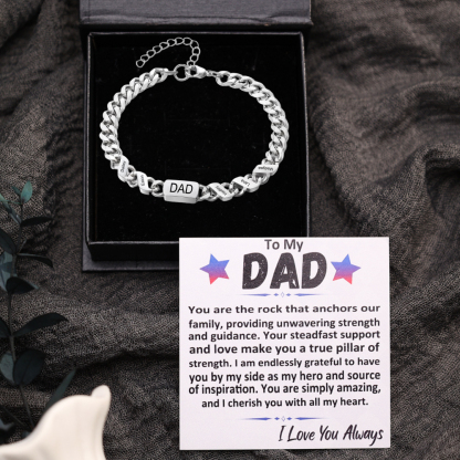 Personalised Cuban Chain Bracelet, Custom Text & 5 Names Engraved Gift for Men | Jessemade