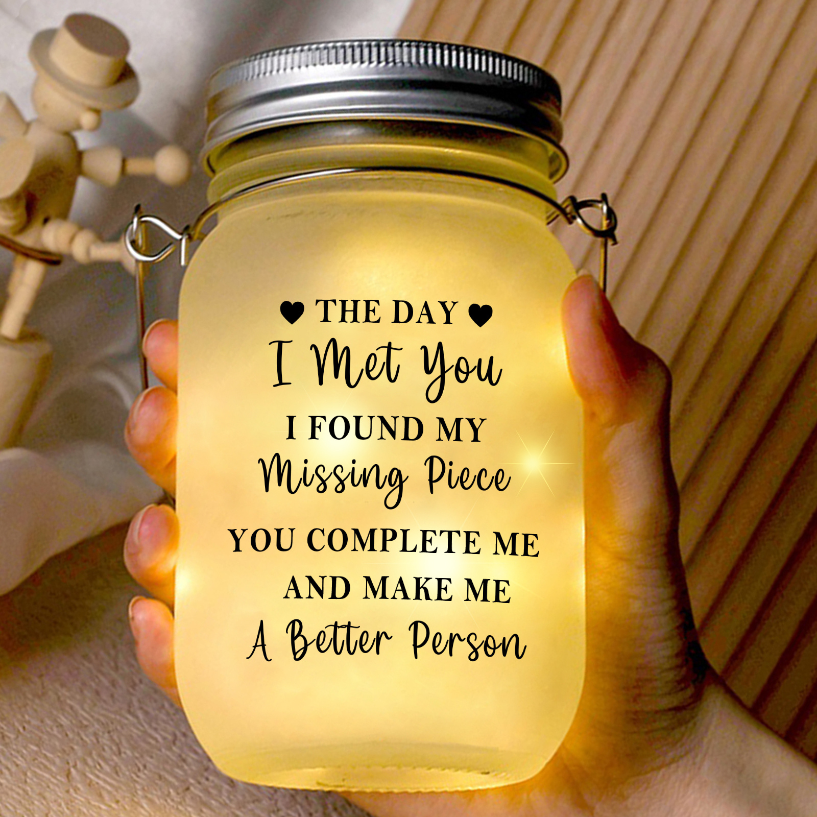 Personalised Mason Jar Light Solar Light Bottle - The day I met you