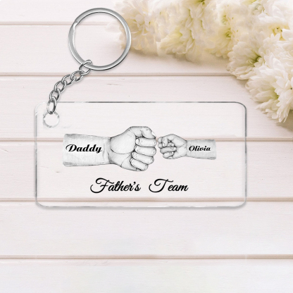 2 Names - Personalised Text & Name Acrylic Keychain Fist Bump Fathers Day Gifts for Dad/Grandpa-Jessemade AU