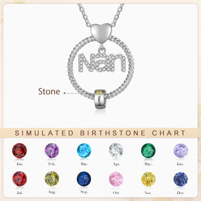 1 Name - Personalised Nan Necklace Custom Name Birthstone Circle Pendant Necklace Christmas Gift for Grandma Nana-Jessemade AU