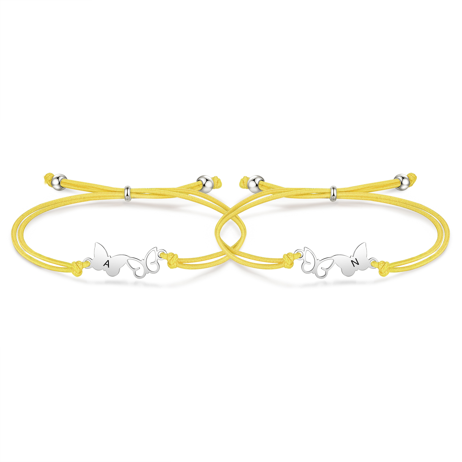 2 Pcs Bracelet Set Custom Letters Butterfly Bracelets Back To School Gift for Girls Kids-Jessemade AU