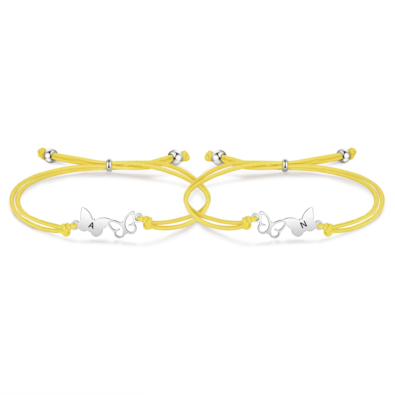 2 Pcs Bracelet Set Custom Letters Butterfly Bracelets Back To School Gift for Girls Kids-Jessemade AU