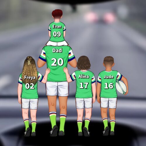 Personalised 2–9 Names Rugby Family Keyring Custom Acrylic Car Hanging Ornament | Father's Day Gift for Dad Grandpa-Jessemade AU