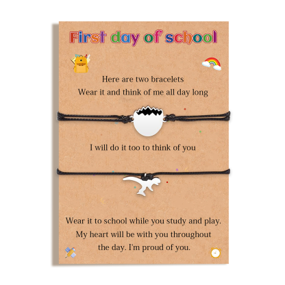 2 Pcs Dinosaur Bracelet Set First Day of School Gift with Gift Card Adjustable Bracelet Gift for Kids-Jessemade AU