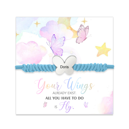 Butterfly Adjustable Bracelet Custom Name Bracelet Gift for Daughter Granddaughter - Your Wings Always Exist, All You Have To Do Is Fly-Jessemade AU
