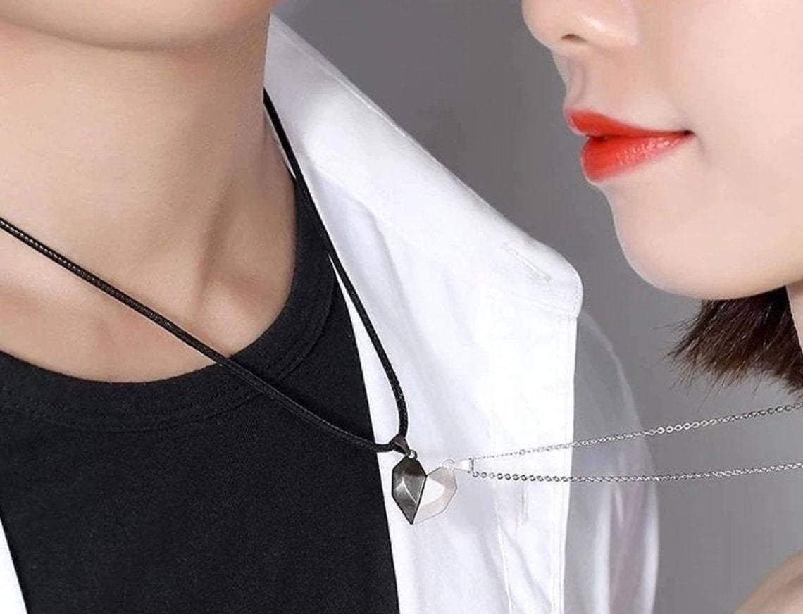 Two Souls One Heart Necklace Magnetic Heart Matching Necklace Couple Gift