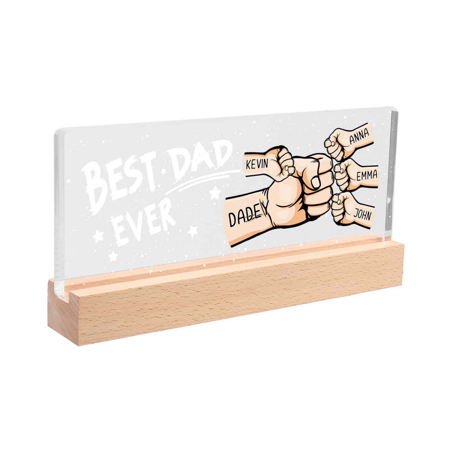 Best Dad Ever - Personalised 5 Names Acrylic Night Light Custom Fist Bump LED Lamp Fathers Day Gifts-Jessemade AU