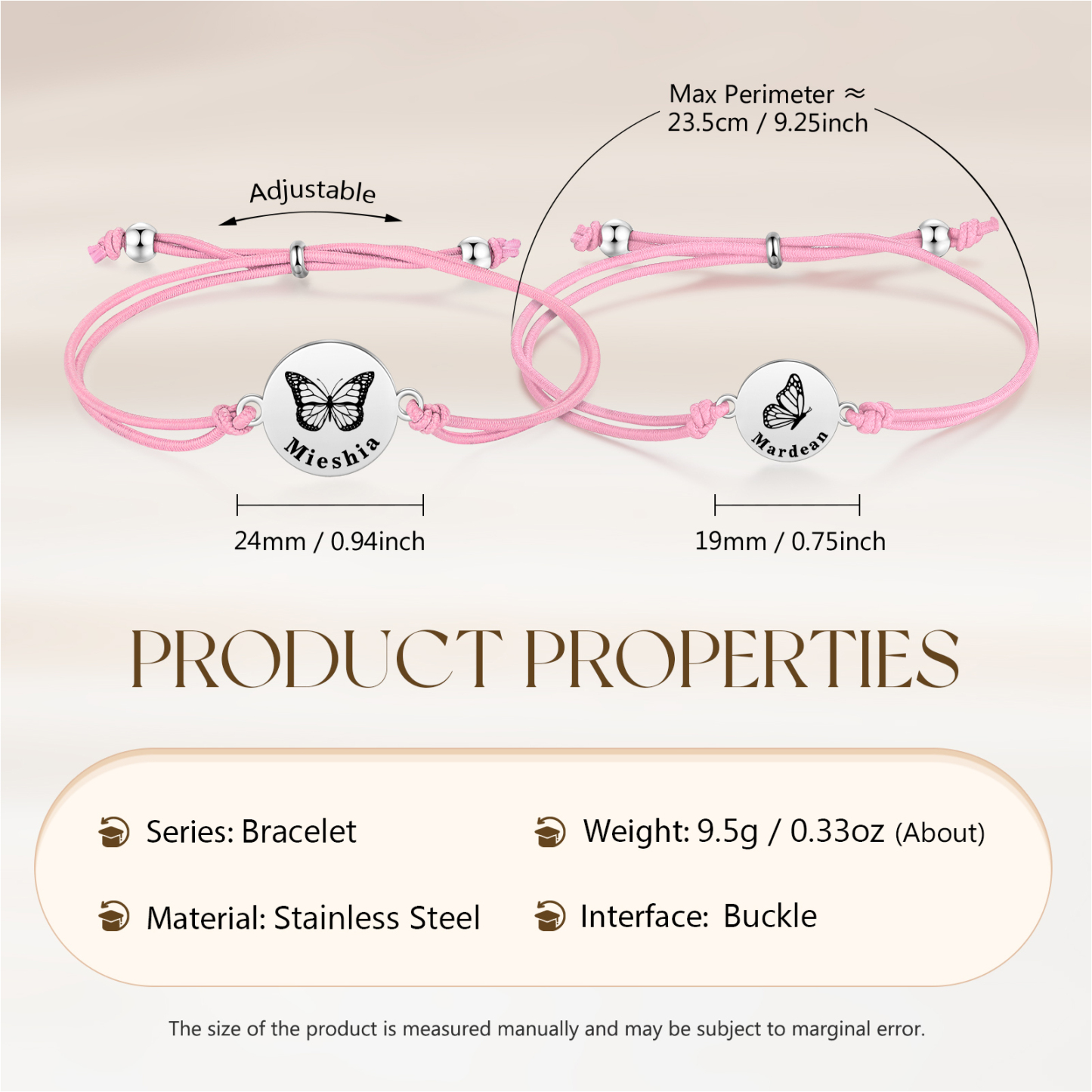 2 Pcs Bracelet Set Custom Names Butterfly Bracelets Back To School Gift for Daughter Granddaughter-Jessemade AU