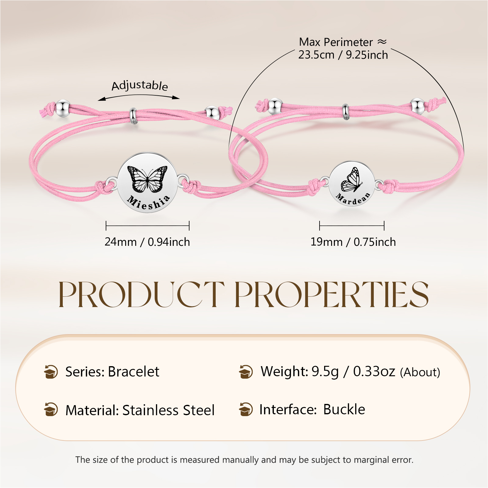 2 Pcs Bracelet Set Custom Names Butterfly Bracelets Back To School Gift for Daughter Granddaughter-Jessemade AU