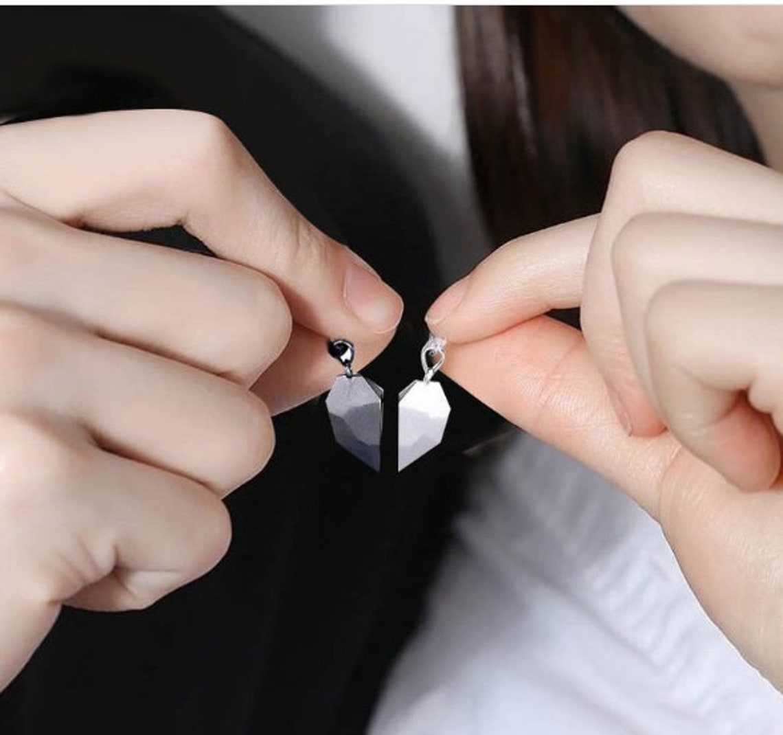 Two Souls One Heart Necklace Magnetic Heart Matching Necklace Couple Gift