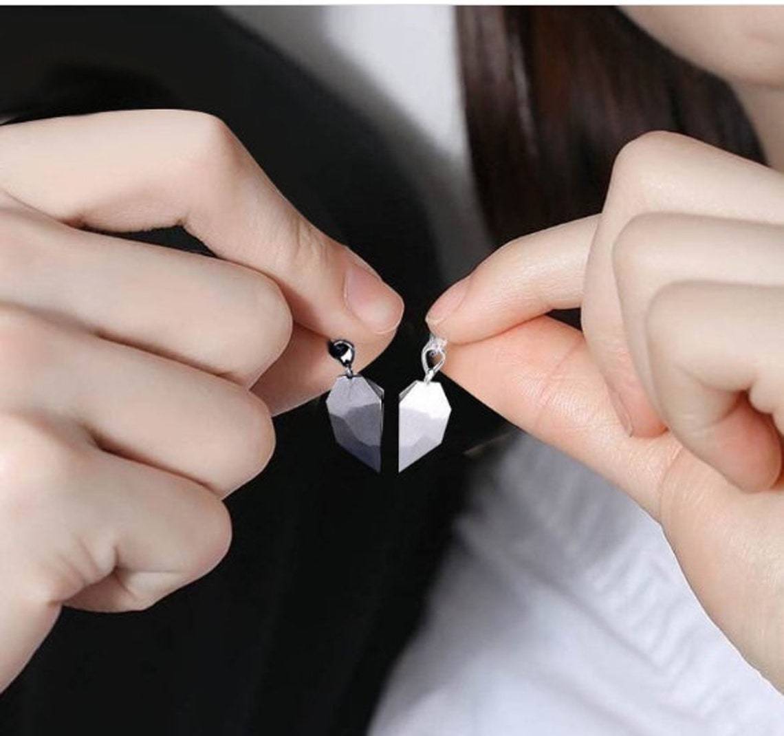 Two Souls One Heart Necklace Magnetic Heart Matching Necklace Couple Gift