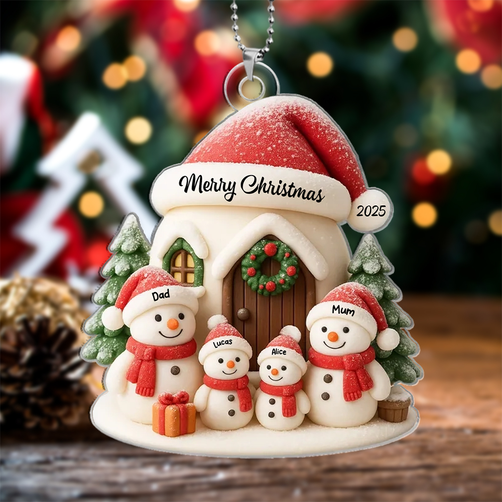 Personalised Christmas Tree Decoration Snowman Family