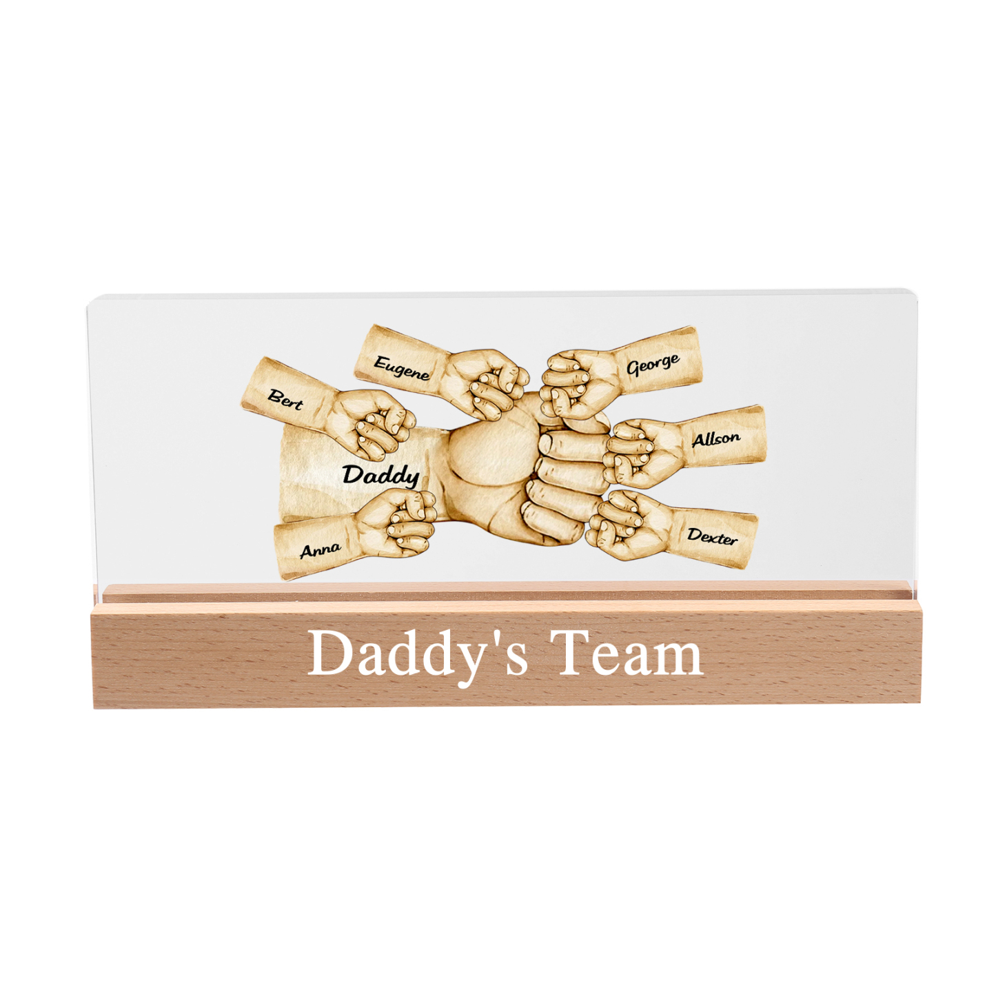 7 Names -  Personalised Name & Text Acrylic Night Light Custom Fist Bump LED Lamp Fathers Day Gifts-Jessemade AU