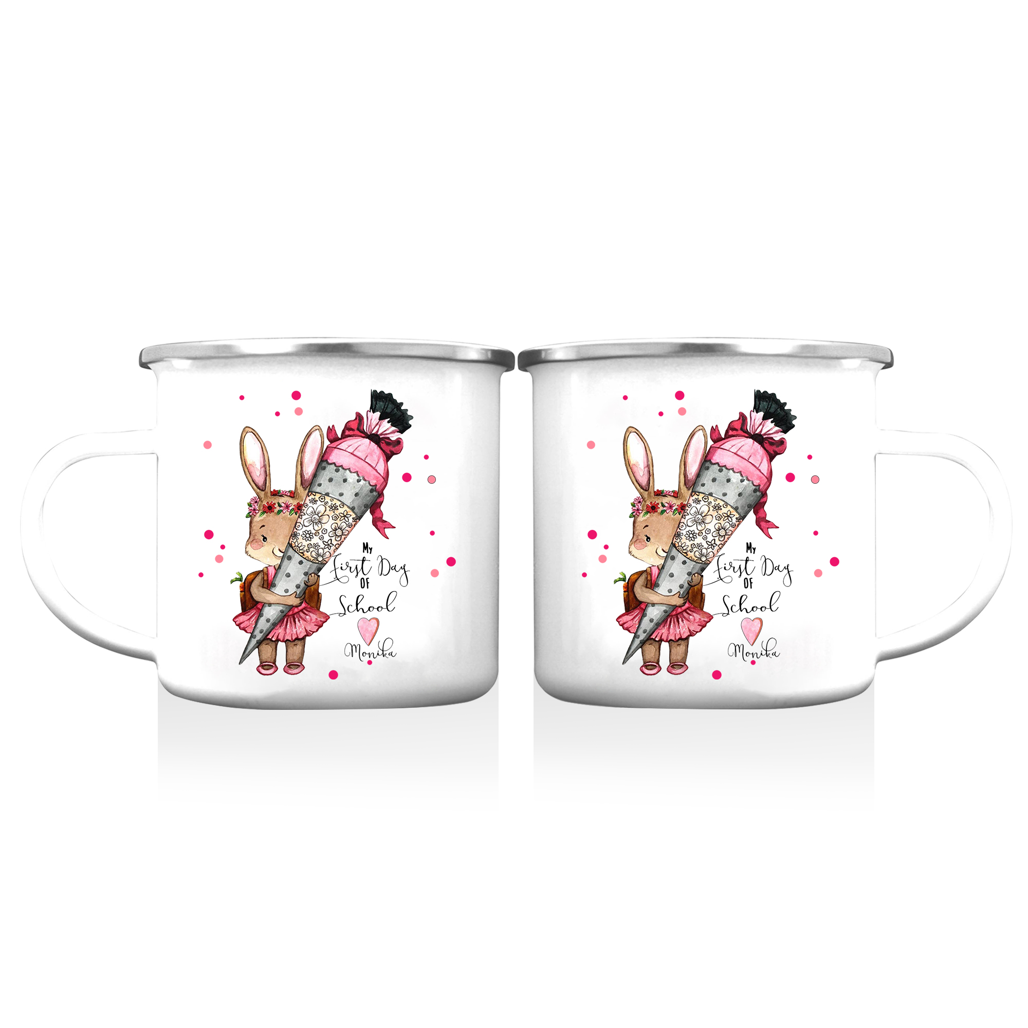 Personalised 2 Names Gift Set Custom Enamel Mug & Pencil Case & Bracelets Gift Set Back-to-School Gifts for Kids