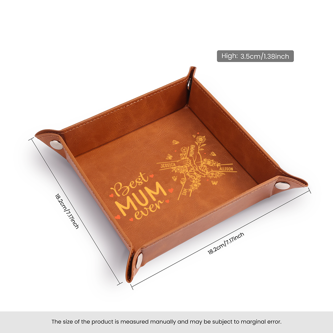 Personalised Leather Valet Tray with 2–7 Names, best Mum ever Mother's day gift