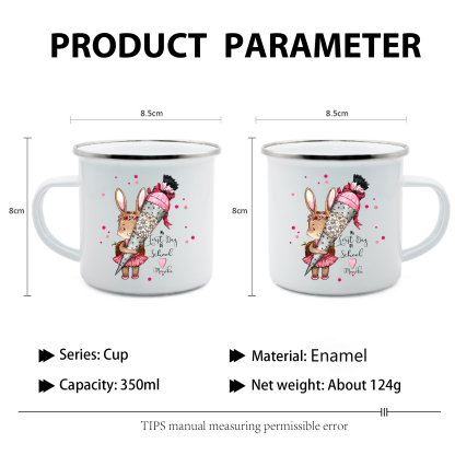 Personalised Enamel Mug Custom 1 Name Bunny Cup Back to School Gift for Girls - My First Day Of School-Jessemade AU