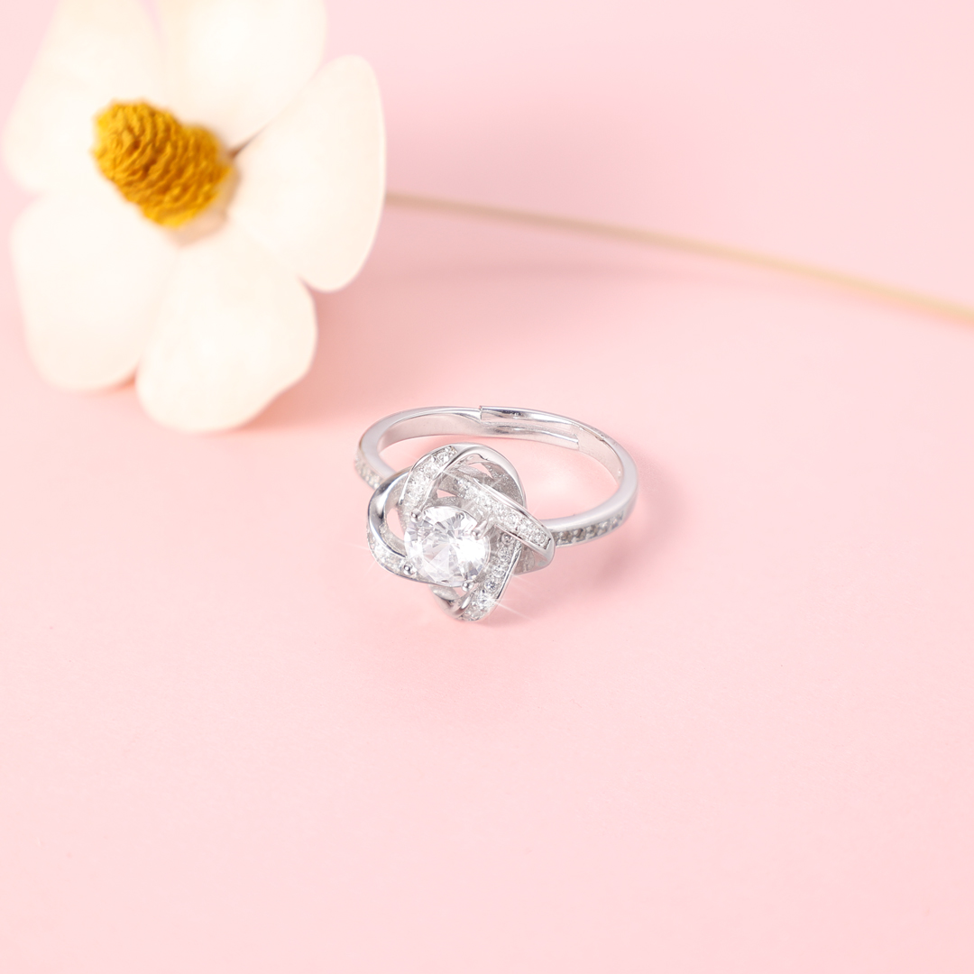 Love Knot Rings Personalised Birthstone Rings S925 Sterling Silver Birthday Gifts For Women-Jessemade AU