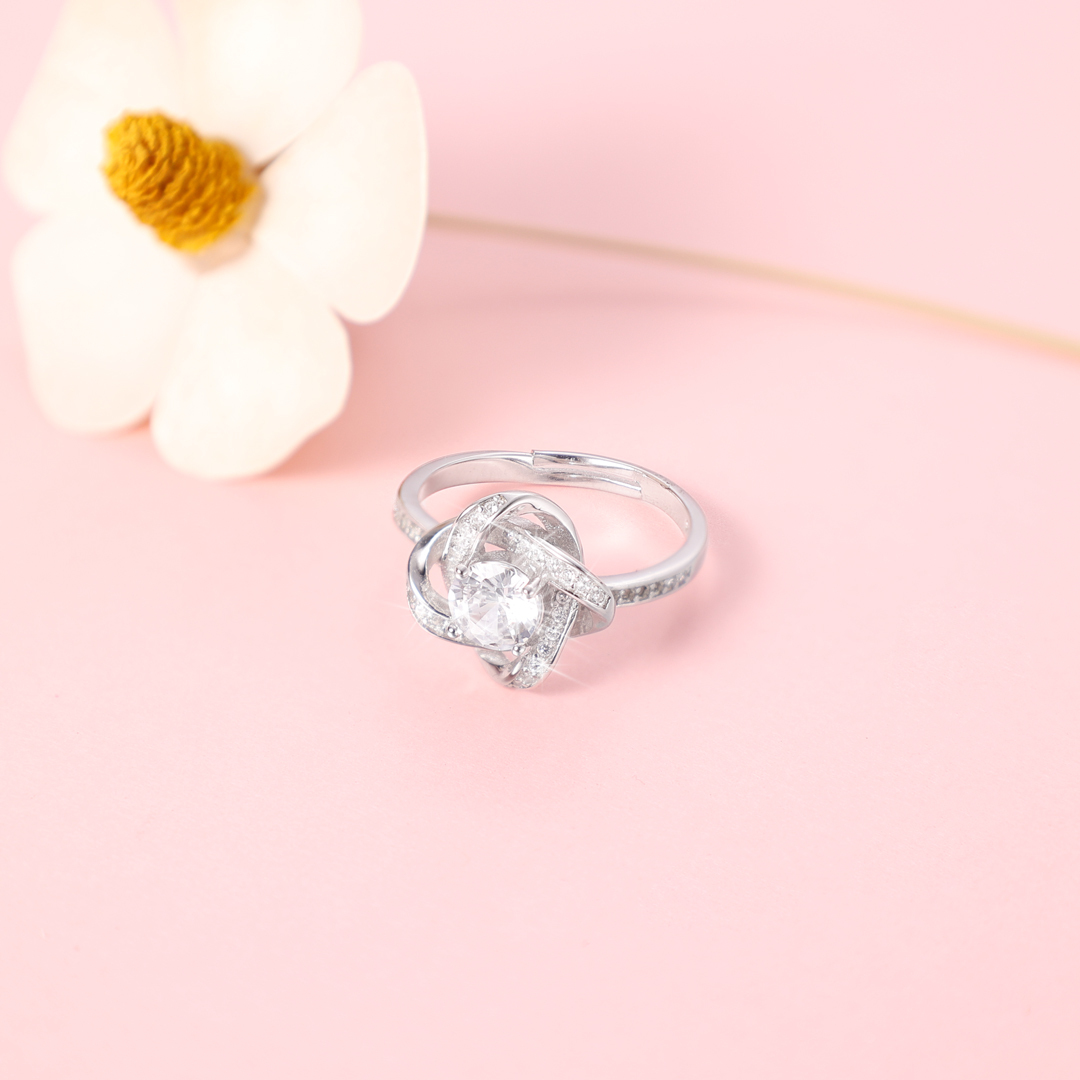 Love Knot Rings Personalised Birthstone Rings S925 Sterling Silver Birthday Gifts For Women-Jessemade AU