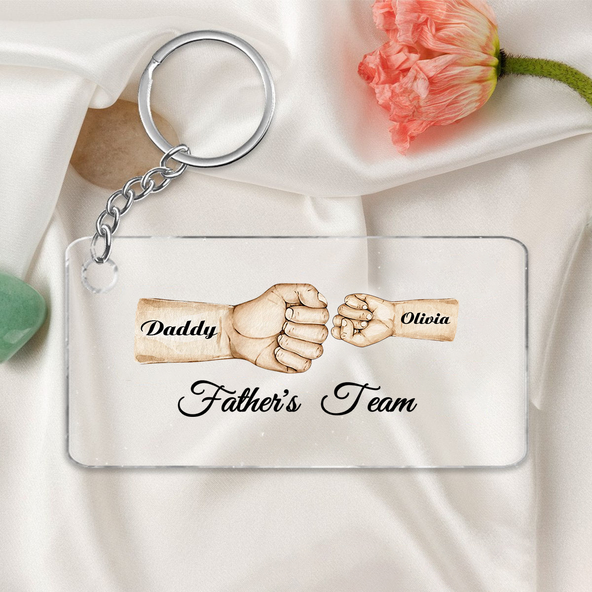 2 Names - Personalised Text & Name Acrylic Keychain Fist Bump Fathers Day Gifts for Dad/Grandpa-Jessemade AU