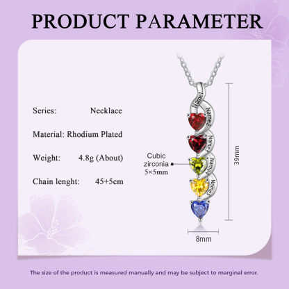 Custom Heart Birthstone Jewelry Set Necklace Bracelet for Family Personalised with 6 Names 6 Birthstones-Jessemade AU