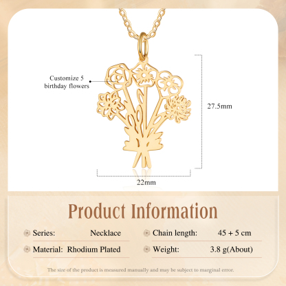 Personalised 5 Birthday Flowers Necklace Custom Pendant Necklace Gold Birthday Gift for Her-Jessemade AU