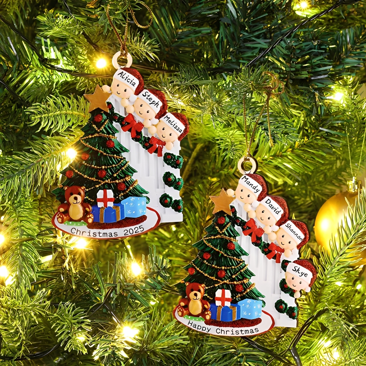 Personalised Family Christmas Ornament Custom 2-9 Names Hanging Ornament Gifts For Family