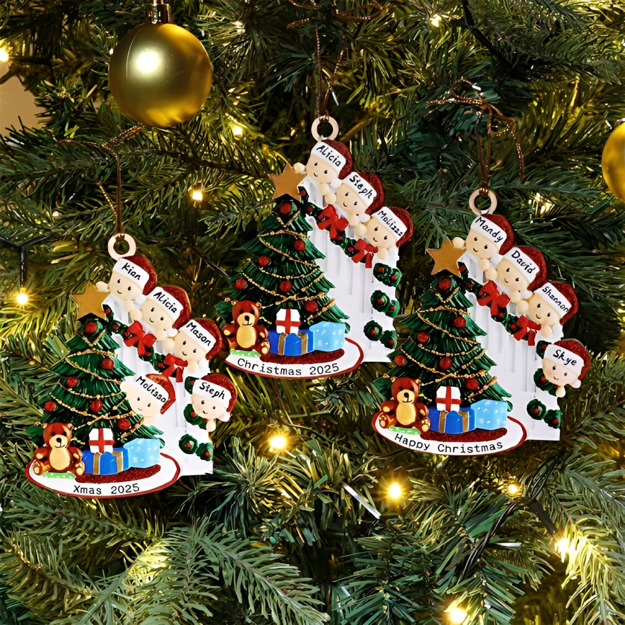 Personalised Family Christmas Ornament Custom 2-9 Names Hanging Ornament Gifts For Family