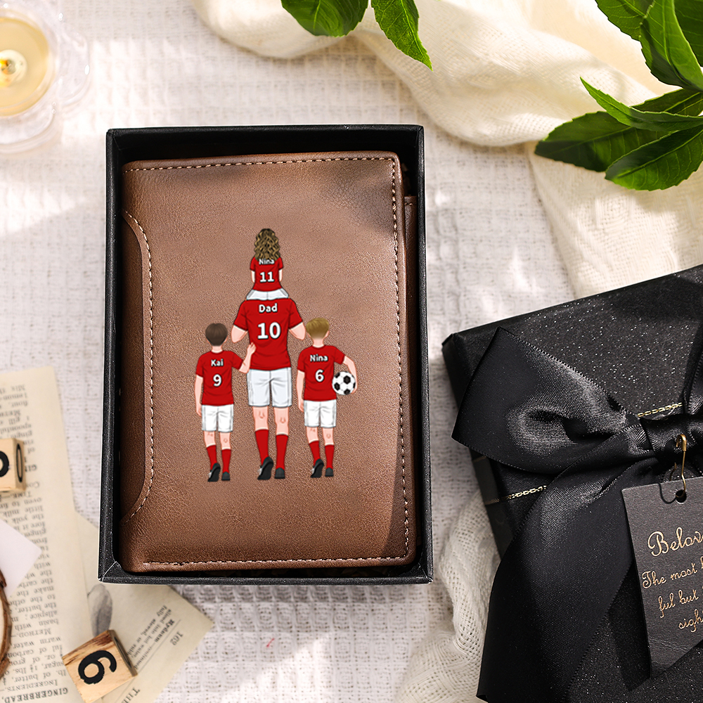 Personalised Football Family Leather Wallet for Dad
