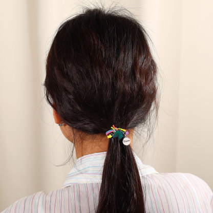 2 Pcs Bracelet Set Custom Names Unicorn Charm Hair Ties Back To School Gift for Daughter - Live, Dream And Shine Like A Unicorn-Jessemade AU