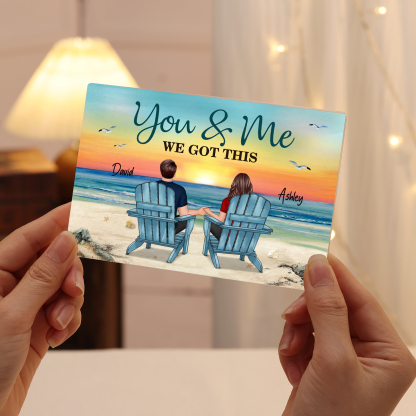 Personalised 2 Names Acrylic Rectangle Keepsake Couple Sitting Beach Acrylic Plaque - You & Me We Got This-Jessemade AU