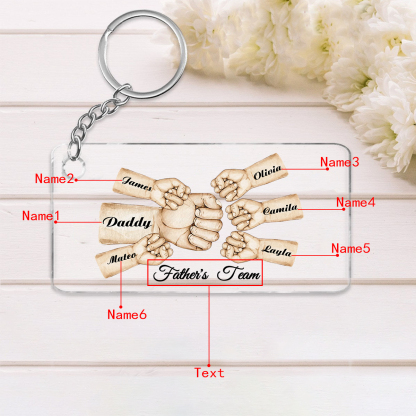 6 Names - Personalised Text & Name Acrylic Keychain Fist Bump Fathers Day Gifts for Dad/Grandpa-Jessemade AU