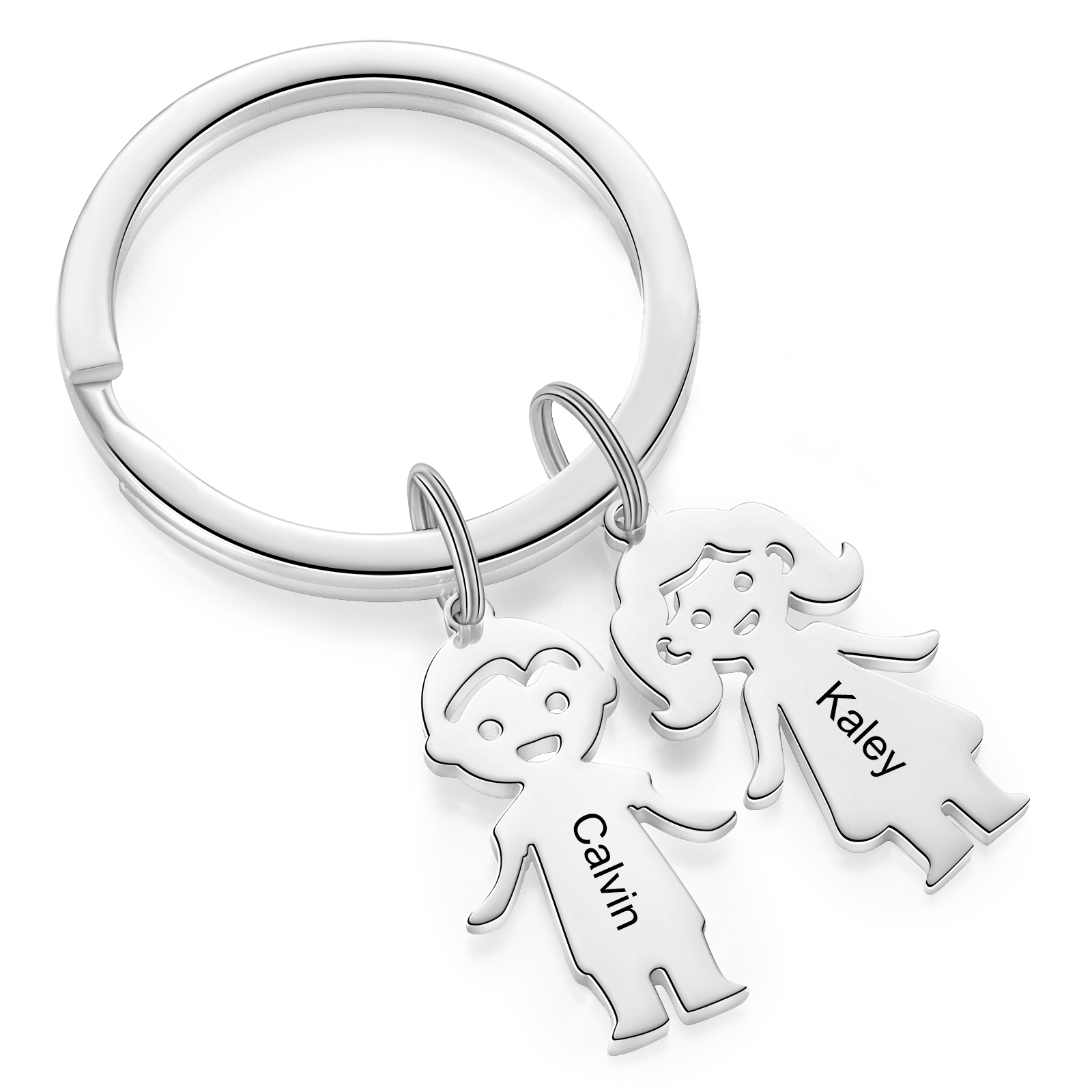2 Names - Personalised Kid Charm Keychain Pet Charm Keyring Father's Day Gift for Family Friends-Jessemade AU