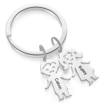 2 Names - Personalised Kid Charm Keychain Pet Charm Keyring Father's Day Gift for Family Friends-Jessemade AU