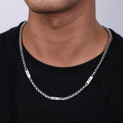 Personalized 5 Names Cuban Link Chain Necklace Stainless Steel Men Necklace