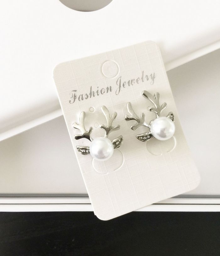 Reindeer Pearl Necklace and Earrings Set Perfect Christmas Gift-Jessemade AU