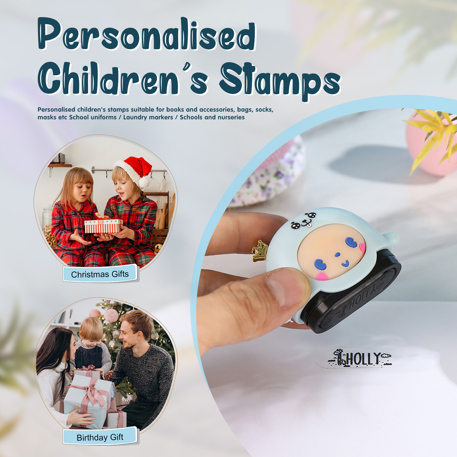 Personalised Name Stamp with Light Back-to-School Gift for Kids Black Ink-Jessemade AU
