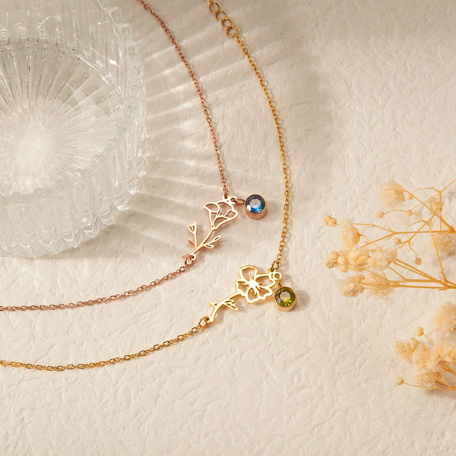 Personalised Birthflower Bracelet With 1 Birthstone Gift For Women-Jessemade AU