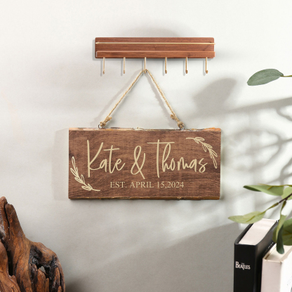 Personalised Text Rectangle Hanging Ornament Custom 2 Names Wooden Sign Home Decor Gifts for Couple-Jessemade AU