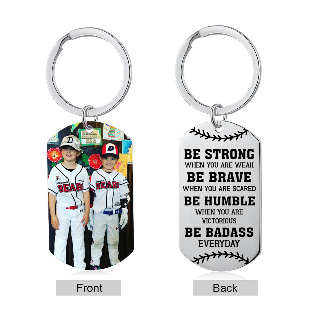 Personalised Photo Keychain Custom Basketball Keychain Gift for Kids - Be Strong, Be Brave, Be Humble, Be Badass Everyday-Jessemade AU