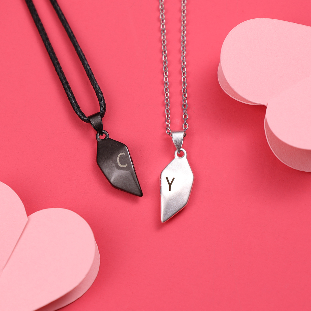 Two Souls One Heart Necklace Magnetic Heart Matching Necklace Couple Gift